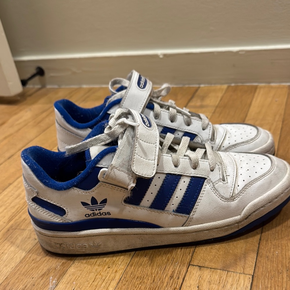 Adidas Kids White and Blue Sneakers